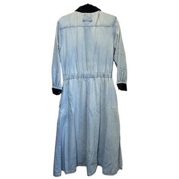 Vintage Fads 14 Jean Shirt Dress Long Sleeve Light Wash Denim Button Down Maxi - Picture 2 of 8